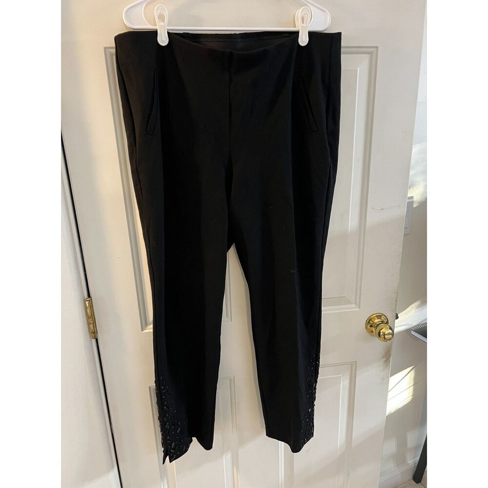 Chico's Black Rhinestone Bedazzled Pull On Ankle Pants Stretch Size 3 / XL 16